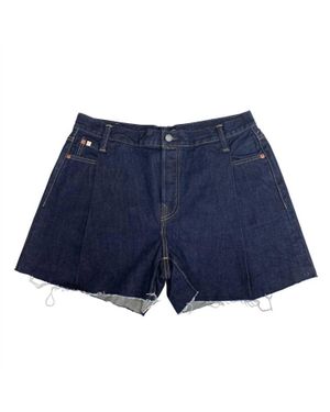 AE77 Womenscotton Rough Hem Jort Denim Jean Shorts - Blue