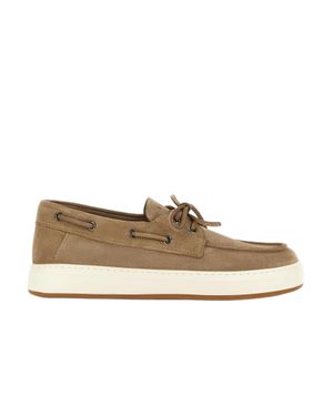 Hogan Moccasin-Style Boat Shoes With Lace-Through Design - Natural
