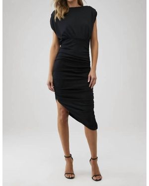 Line & Dot Desiree Ruched Midi Dress - Black