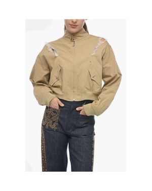 Undercover Bare Back Cotton Bomber Jacket With Cut-Outs - Natural