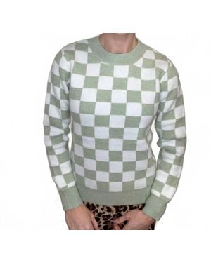 Michelle Mae Chelsey Checkered Sweater - Gray