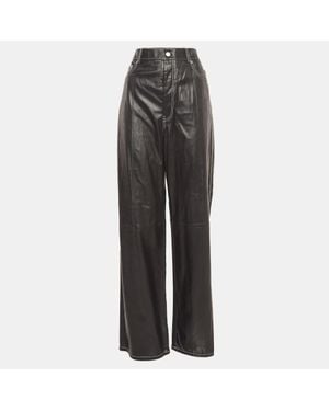 Helmut Lang Leather Straight Leg Pants - Gray