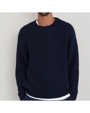 Folk Drop Shoulder Crewneck Sweatshirt - Blue