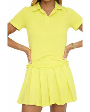 LALAMIA Polo Shirt Set With Pleated Flare Skort - Yellow