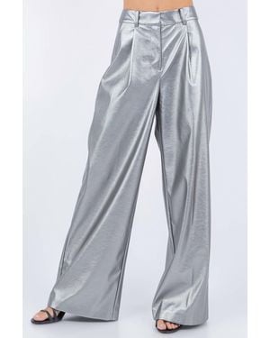 Moda Borboleta High Waist Wide Leg Pants - Gray