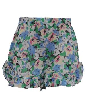 Ganni Ruffle-Trim Shorts - Blue