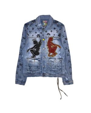 Cast Iron Mushroom Angel Vs Devil Denim Jacket - Blue