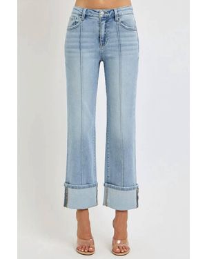 Risen Jamie High Rise Straight Wide Cuff Jeans - Blue
