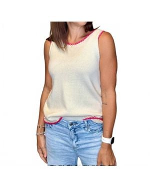 Charlie b Crewneck Embroidered Knit Tank - Blue