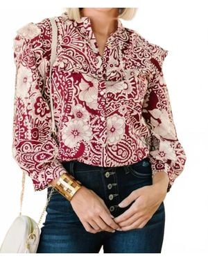 Umgee Sangria Floral Top -Plus - Red
