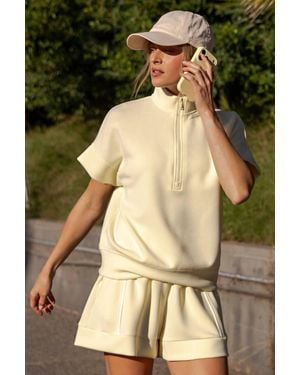 Rae Mode Quarter Zip Lounge Top - Natural