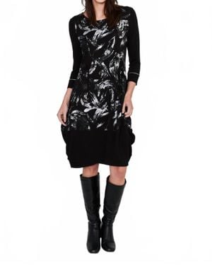 Dolcezza Knit Brush Stroke Print Dress - Black