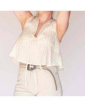 ALL ROW Crysta Sleeveless Checkered Blouse - Natural
