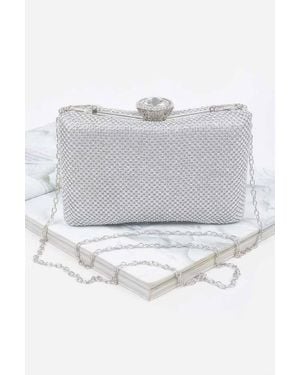 Fashnzfab Rhinestone Hard Clutch - Gray