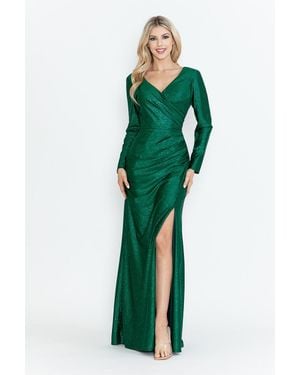 TRUEDAMES Mother Of The Bride Dress V-Neck Long Formal Gown - Green