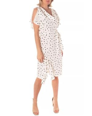 Maison Tara Belted Short Sleeve Knee Length Dress - White