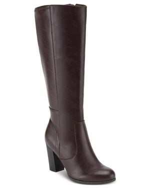 Style & Co. Style & Co Addyy Boots Chocolate Round Toe Block Heel Knee High Lion417 - Brown