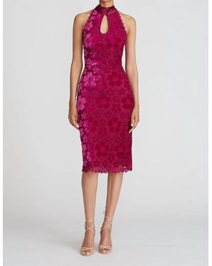 THEIA Andrea Bow Back Midi Dress - Red