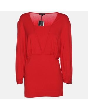 Elena Miro Jersey V Nick 3/4 Sleeve Blouse - Red