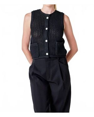 Endless Rose Statement Buttons Knit Vest - Blue