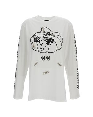 Simone Rocha Dim Sum Logo Print Long Sleeve T-Shirt - Gray