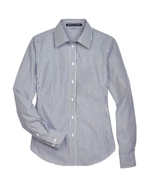 Devon & Jones Crown Collection Banker Stripe Woven Dress Shirt - Gray
