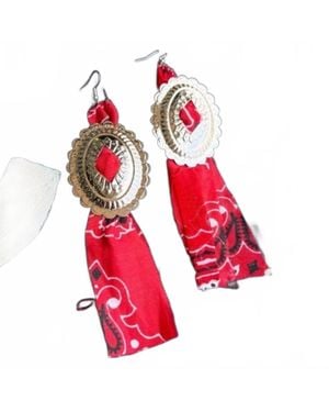 Rowdy Crowd Concho Rodeo Earrings - Red