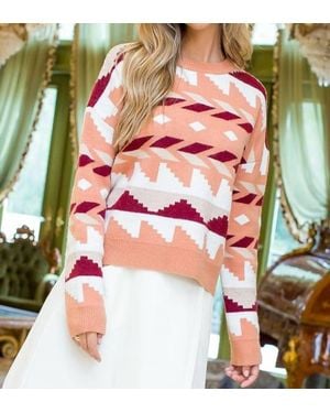 Thml Geo Print Crewneck Sweater - Pink