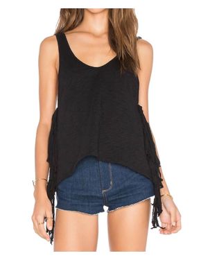 Lamade Layla Fringe Tank Top - Black