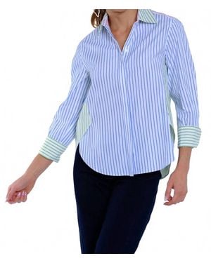 Elior Megan Pastel Stripe Boyfriend Shirt - Blue