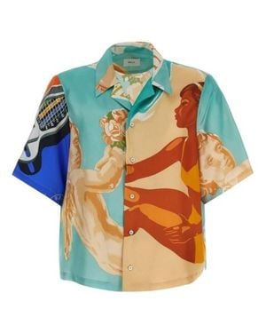 Bally Retro Graphic Silk Camp Shirt, Brand Size 52 Us - Multicolor