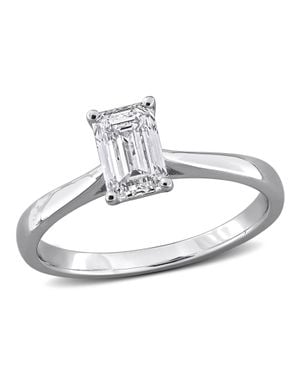 Mimi & Max Created Forever 1Ct Tgw Marquise Or Emerald Cut Lab-Grown Diamond Engagement Ring Sterling - Metallic
