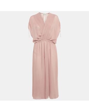 Baruni Mauve Sheer Crepe Maxi Dress - Pink