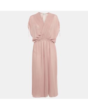 Baruni Mauve Sheer Crepe Maxi Dress - Pink