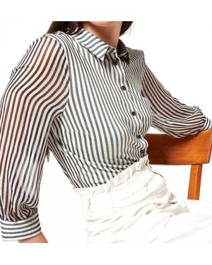 DESOTO Pia Classic Stripe Blouse - White