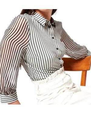 DESOTO Pia Classic Stripe Blouse - White
