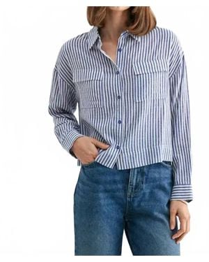 Fun 2 Fun Raquel Stripe Front Pockets Shirt - Blue