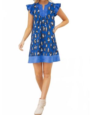 Voya Suede Detailed Knit Dress - Blue