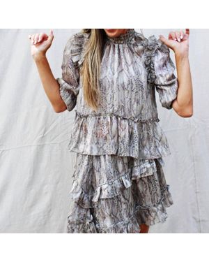 Meet Me In Santorini Mallory Long Sleeve Snake Print Top - Gray