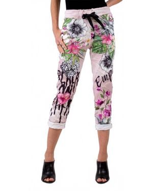 Gigi Moda Celina Floral Tropical Pants - Black