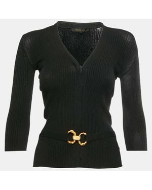 Roberto Cavalli Rib Knit Belted Top - Black
