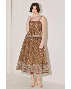 TRUEDAMES The More The Merrier Woven Full Midi Skirt - Natural