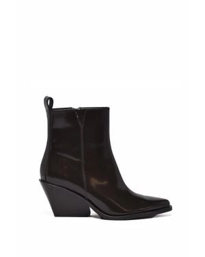 Marella Leather Wedge Ankle Boots - Black