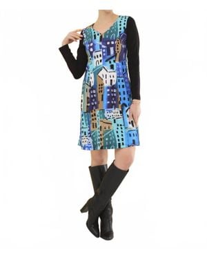 Dolcezza Simply Art City Stories Linda Woods Dress - Blue