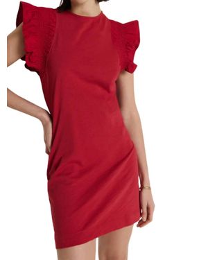 Nation Ltd Ellis Ruffle Sleeve Dress - Red