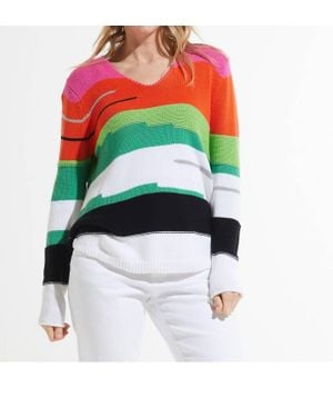 Zaket & Plover Chunky Cotton V Pull Over Sweater - Multicolor