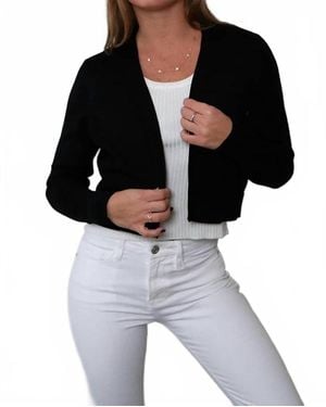 Metric Knits Long Sleeve Open Front Cropped Cardigan - Black