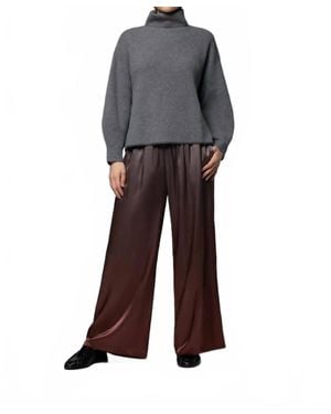 Max & Moi Basti Wide Leg Stretch Silk Pant - Gray