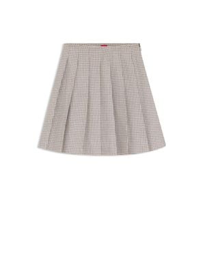 HUGO Pleated Mini Skirt With Micro Check - Gray