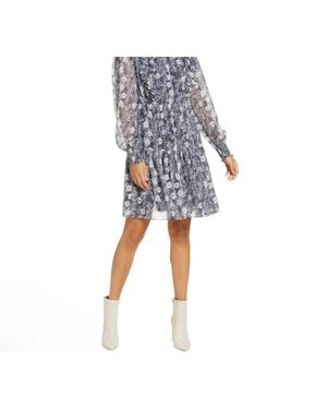 Rachel Parcell Ruffle Tiered Floral Long Sleeve Mini Dress - Black